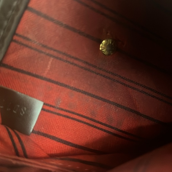 Louis Vuitton Neverfull PM Damier Ebene Brown Coated Canvas with Red Tote Bag - Picture 10 of 10